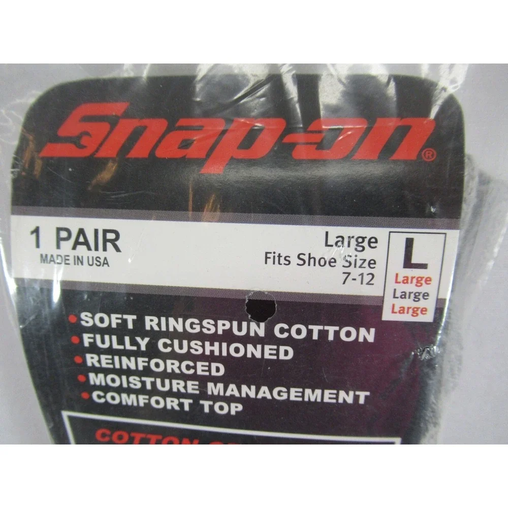 Snap On Cotton Blend Crew Socks Men Size Large 7-12 Gray